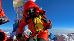 Ukrainian flag on summit of Everest