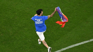 Man with rainbow flag invades pitch during World Cup game